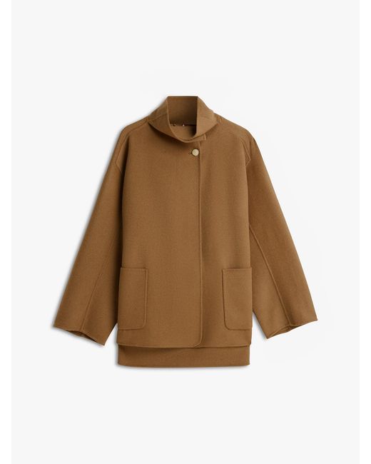 Tommy Hilfiger Brown Blend Funnel Neck Oversized Coat