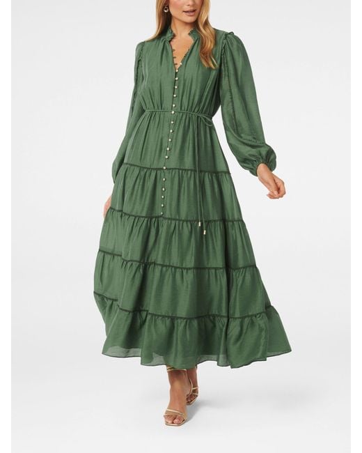 Forever New Green Women's Jessie Button Down Midi Dress