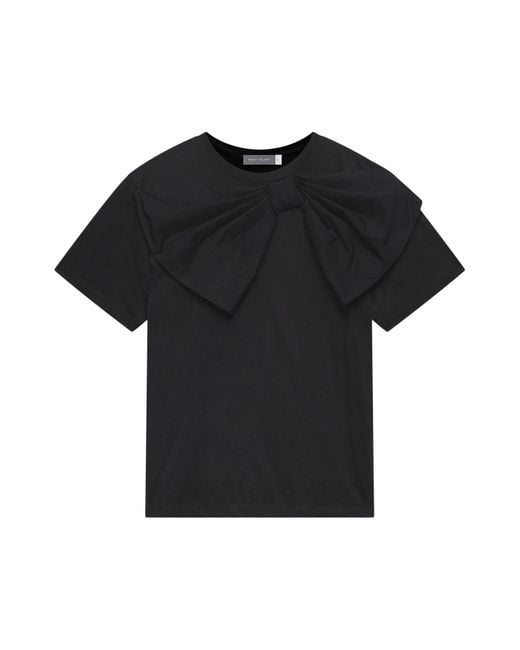 Mint Velvet Black Women's Woven Bow T-shirt