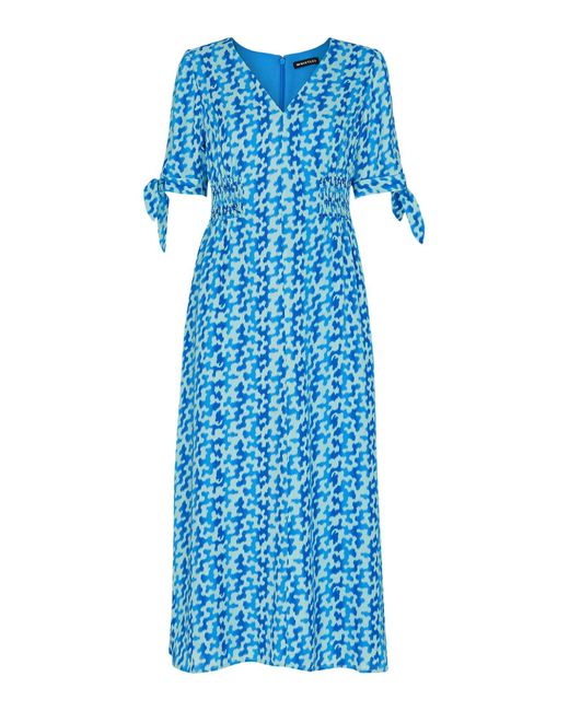 Whistles Blue Women's Hazy Coral Midi Dress