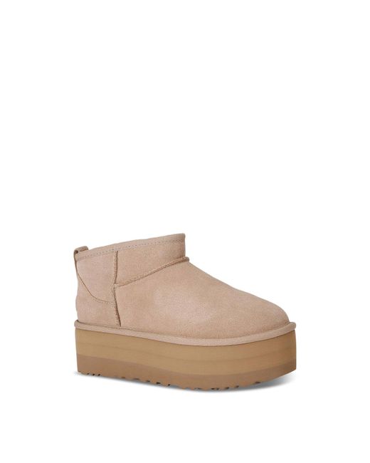 Ugg Natural Classic Ultra Mini Plaform Suede Ankle Boots