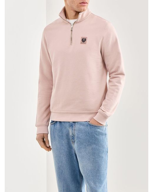 Belstaff Pink Quarter Zip Sweatshirt for men