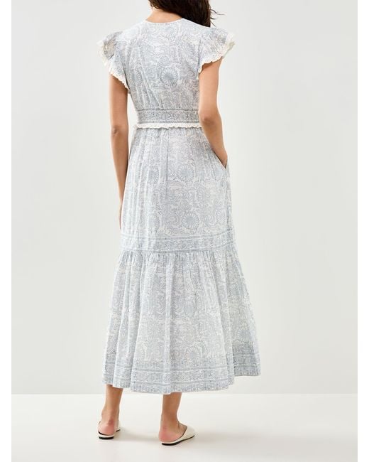 Aspiga White Pippa Block Print Dress Sunflower Ivory