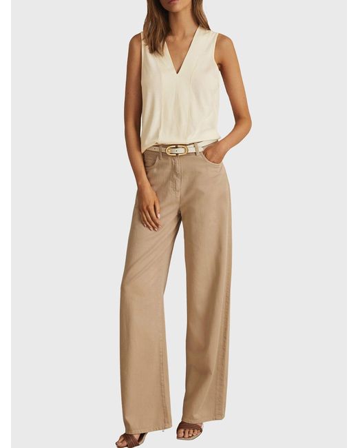 Reiss White Mira V-Neck Shell Top