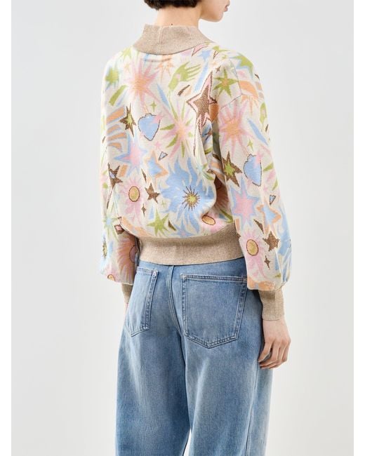 Never Fully Dressed Natural Star Jacquard Knit Bomber