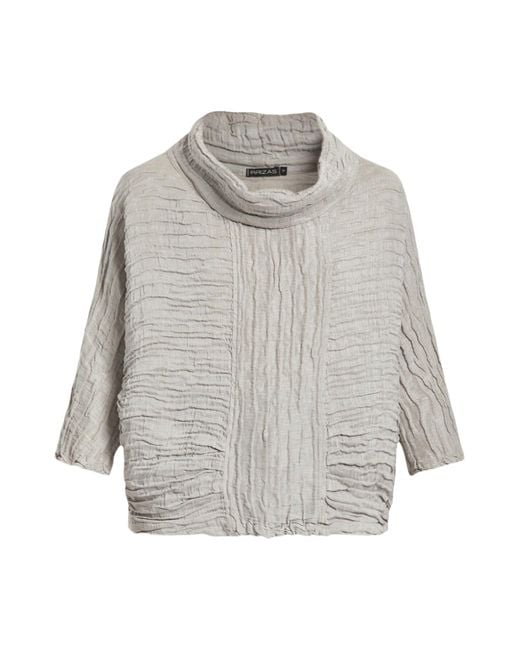 Grizas Gray Cowl Neck Silk Crinkle Blouse