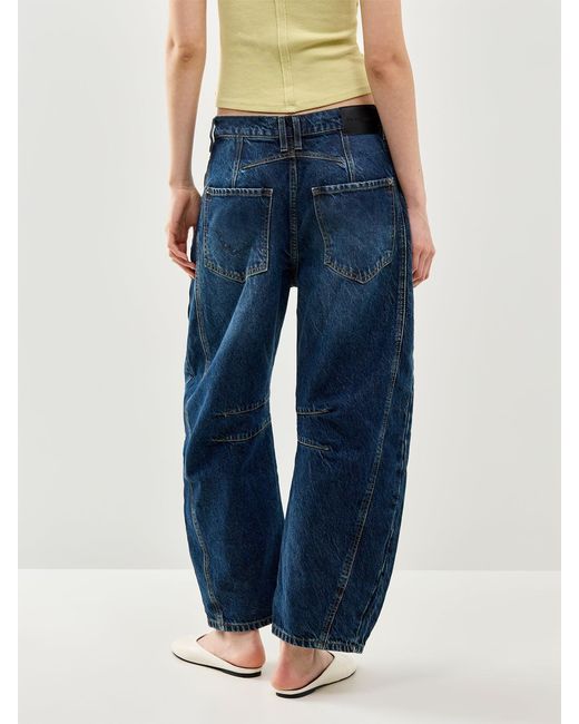 Free People Blue Good Luck Mid Rise Barrel Jeans