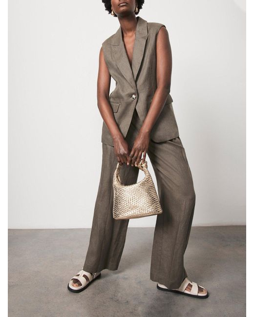 Mint Velvet Gray Linen Longline Waistcoat