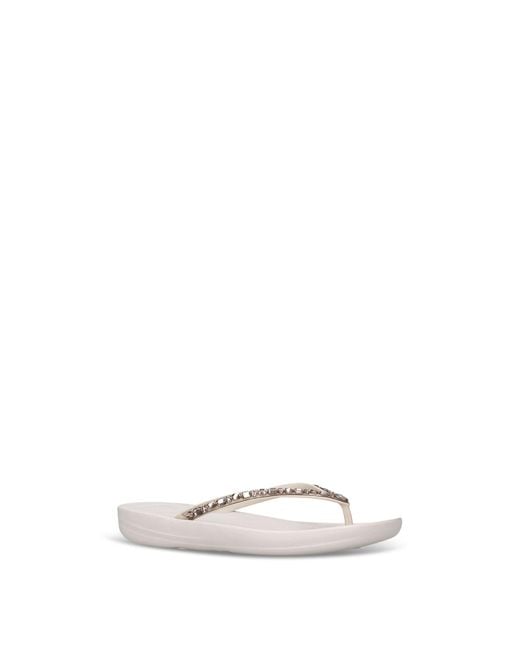 Fitflop White Iqushion Multi-Crystal Flip Flops