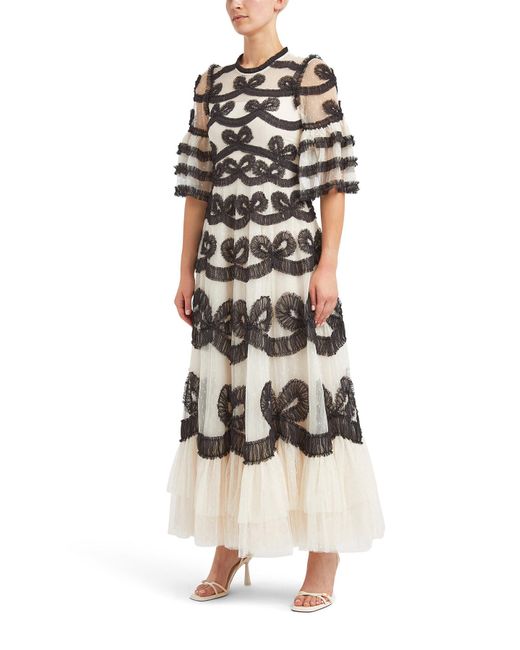 Needle & Thread White Women's Wisteria Ruffle Lace Micro Mini Dress