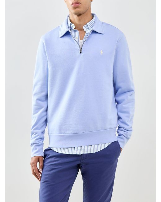 Polo Ralph Lauren Blue Zip Neck Rugby Top for men