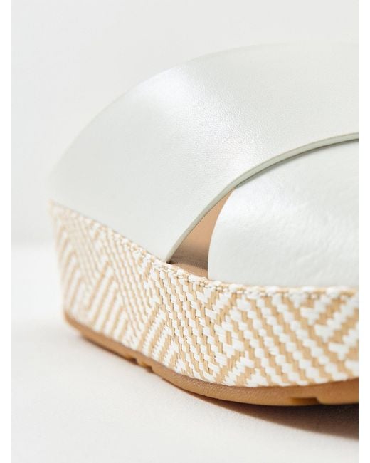 Fitflop Natural Lulu Lux Graphic-Weave Cross Slides