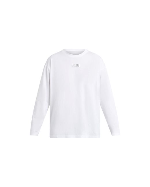MM6 by Maison Martin Margiela White Men's Long-sleeved Numeric Signature T-shirt for men