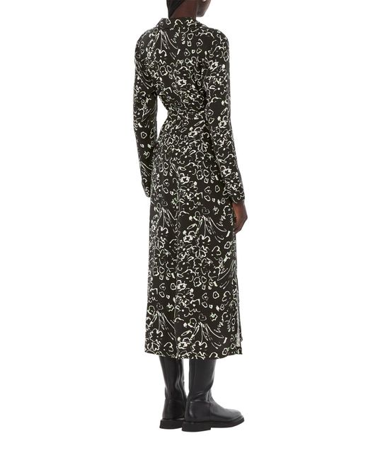 Whistles Black Women's Scribble Bouquet Midi Dress
