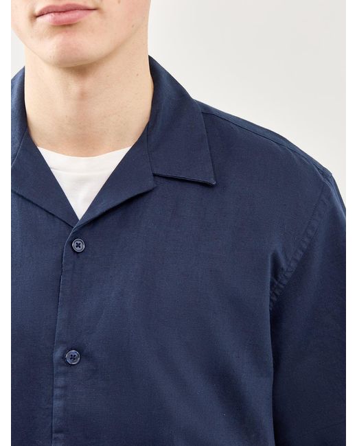 SELECTED Blue Relaxed -Blend Short Sleeve Shirt for men