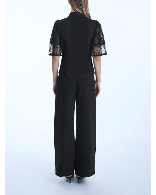 James Lakeland Black Lace Frill Short Sleeve Shirt