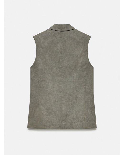 Mint Velvet Gray Linen Longline Waistcoat