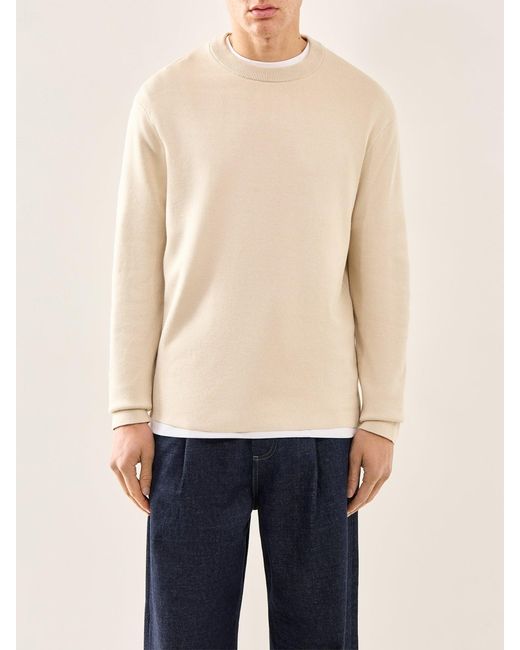 SELECTED Blue Relaxed Crew Neck Sweatshirt Cream for men