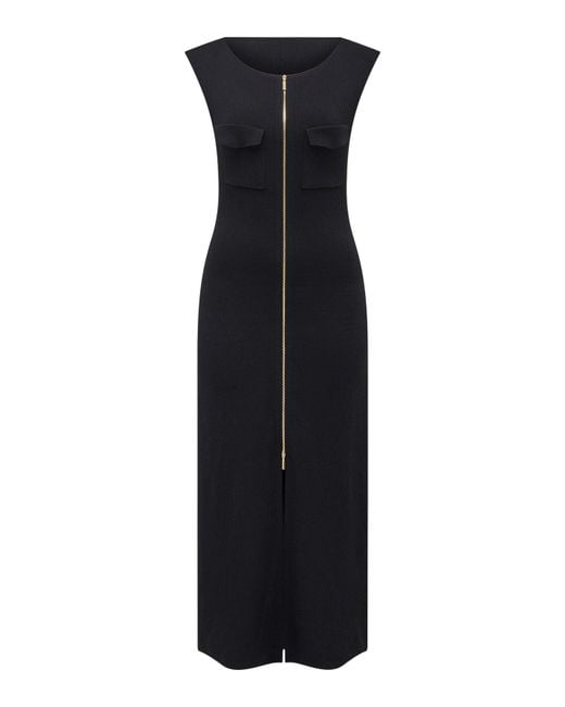 Forever New Black Harriet Zip Through Midi Dress