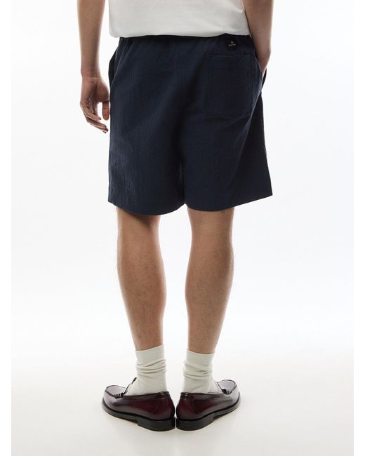 Paul Smith Blue Seersucker Drawcord Shorts for men