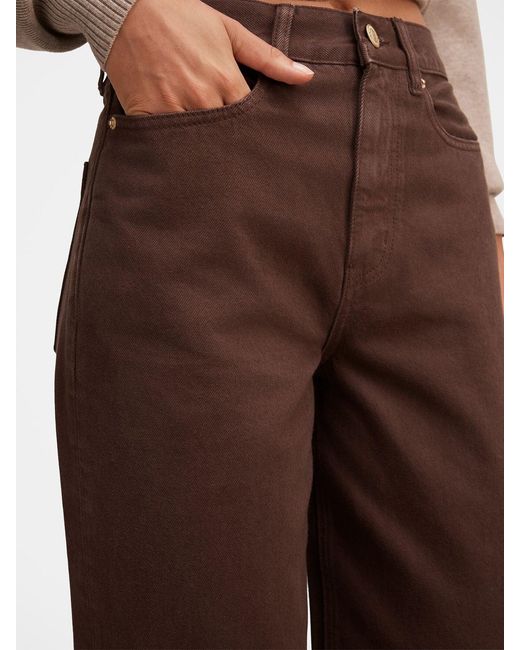 Forever New Brown Gia High Rise Wide Leg Jeans