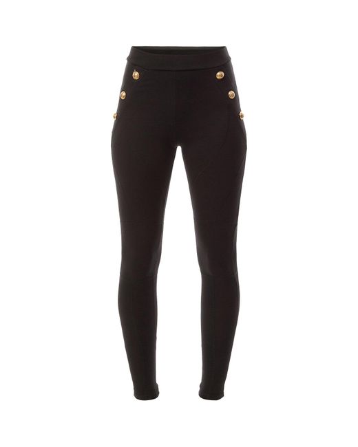 Balmain Black Women's 6 Button Jersey leggings