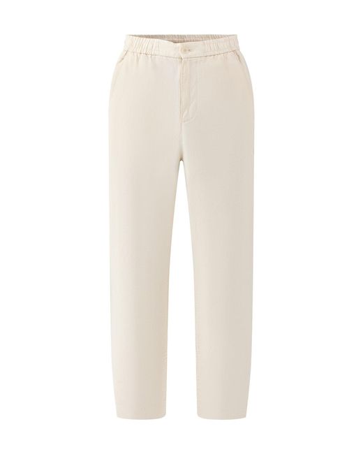Lacoste Natural Classic Fit Cotton-Linen Trousers Cream for men
