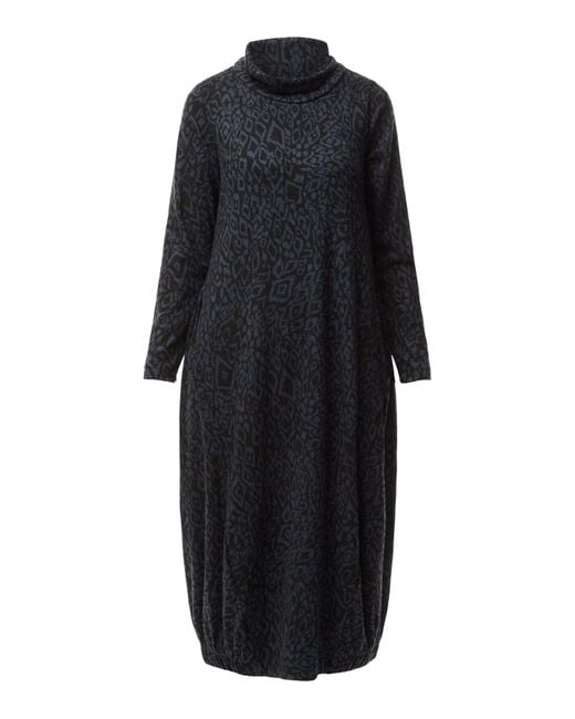 Sahara Black Textured Allover Ikat Jersey Drawstring Dress