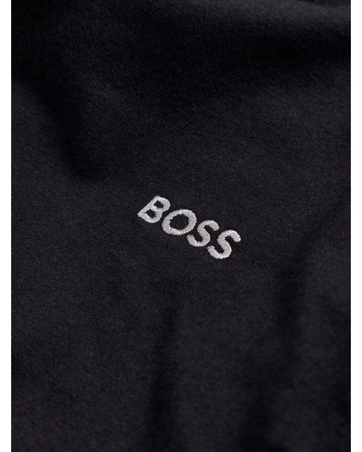 Boss Black Embroidered Logo Long Sleeve Stretch T Shirt for men