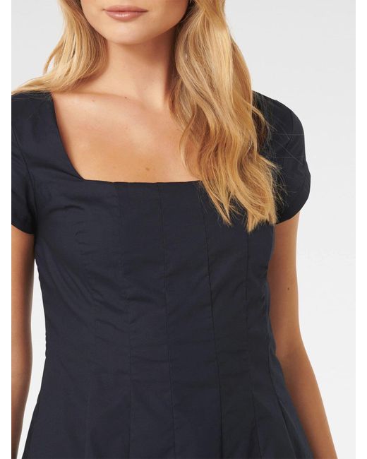 Forever New Blue Regina Cap Sleeves Mini Dress
