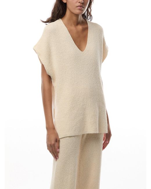 Pretty Lavish White Katya Rib Knit Oversized Top