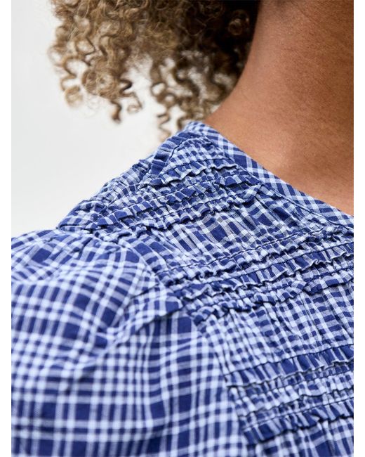 Nobody's Child Blue Nat Shirred Blouse