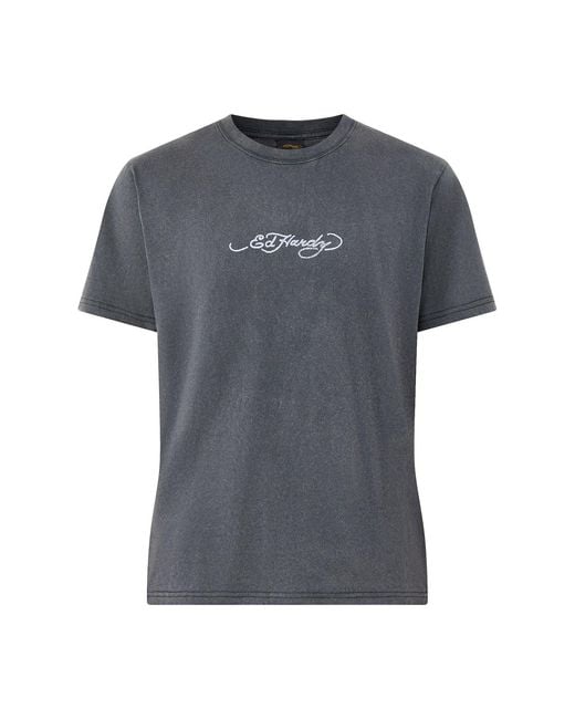 Ed Hardy Gray Dragon Panther Graphic T-Shirt for men