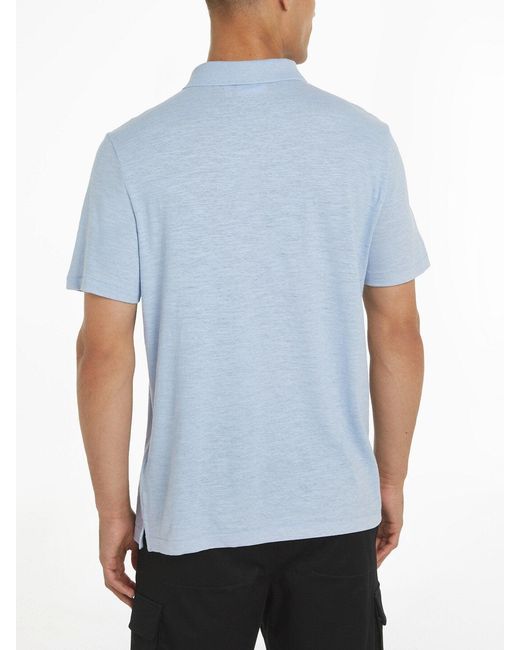 Calvin Klein Blue Cotton Linen Polo Shirt for men