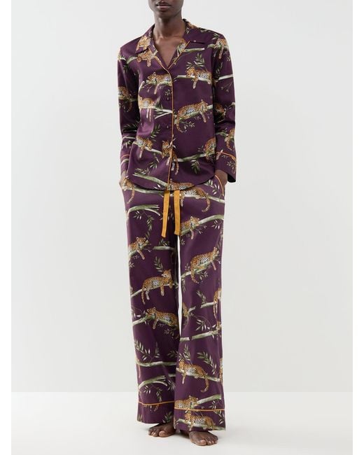 Cyberjammies Purple Leopard Print Wide Leg Pyjama Bottoms