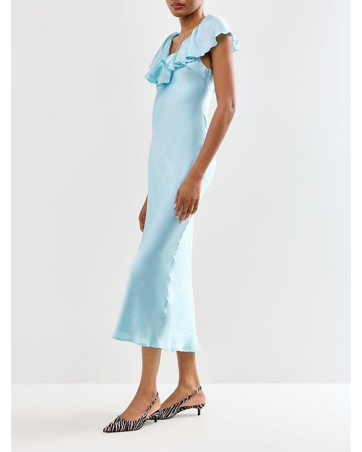 Pretty Lavish Blue Adina Ruffle Midaxi Dress