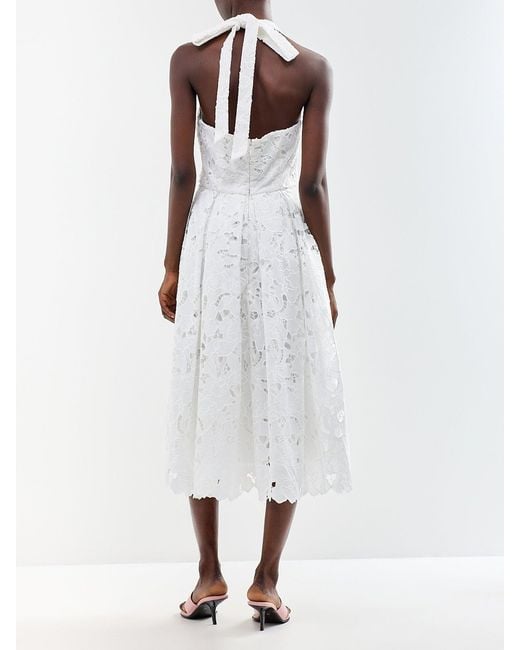 Club L London White Maribel Lace Plunge-Neck Midi Dress