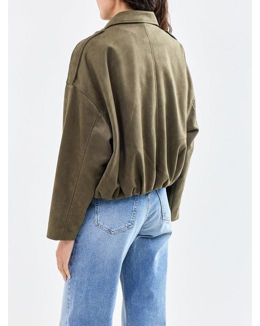 ONLY Green Faux Suede Bomber Jacket