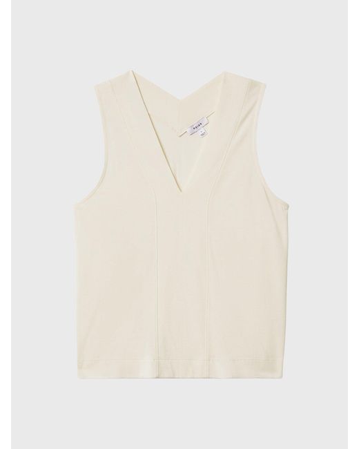Reiss White Mira V-Neck Shell Top