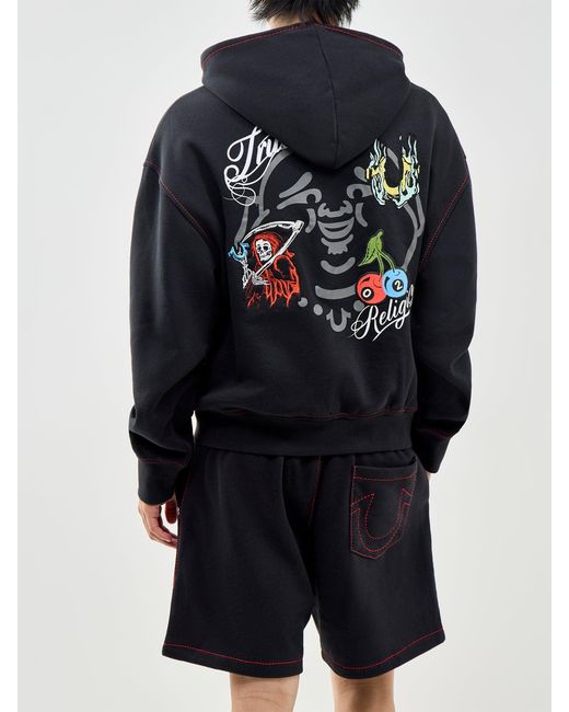 True Religion Blue Big T Zip Through Hoodie for men
