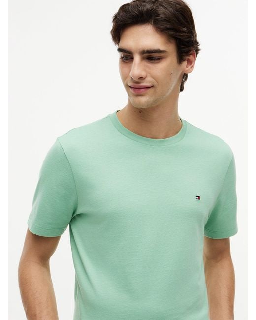 Tommy Hilfiger Green Flag Embroidery Crew Neck T-Shirt for men