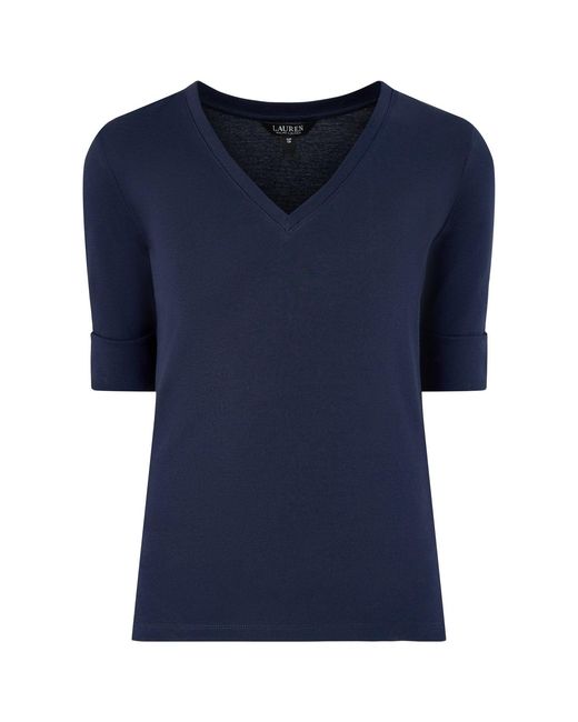 Ralph Lauren Blue V Judy Elbow Sleeve Knit