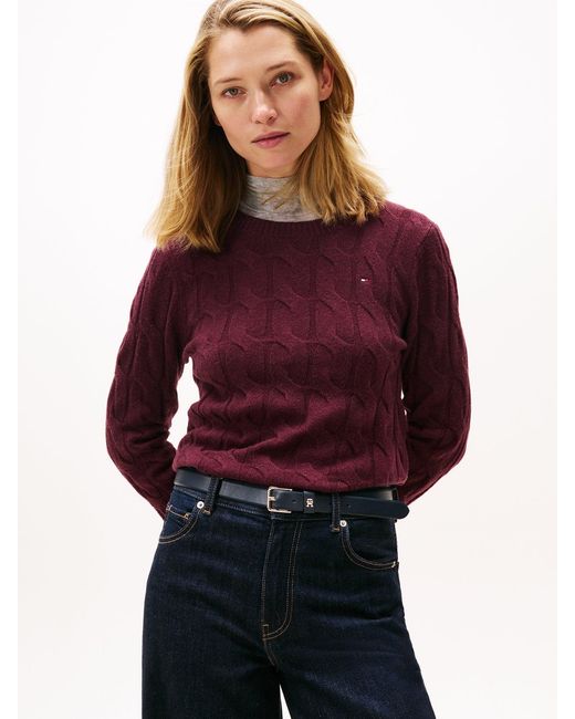 Tommy Hilfiger Purple Cable Knit Soft Jumper