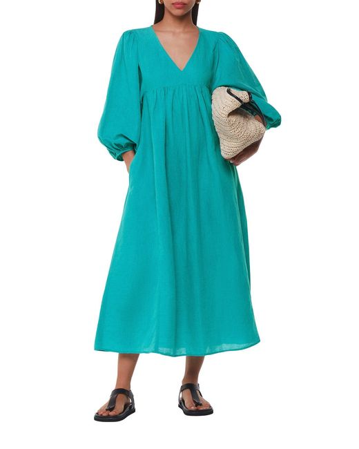 Whistles Blue Women's Gloria Linen Blend Dress