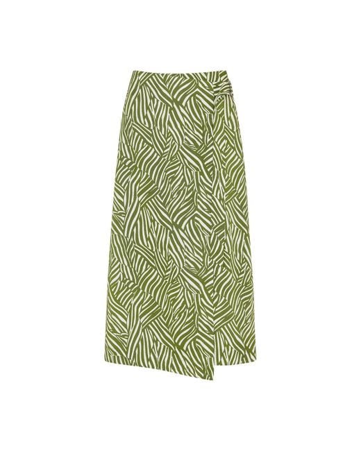 Whistles Green Women's Linear Leaf Wrap Midi Skirt