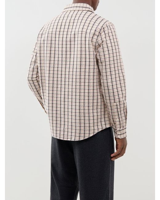 Wax London White Shelly Dobby Check Long-Sleeved Shirt for men