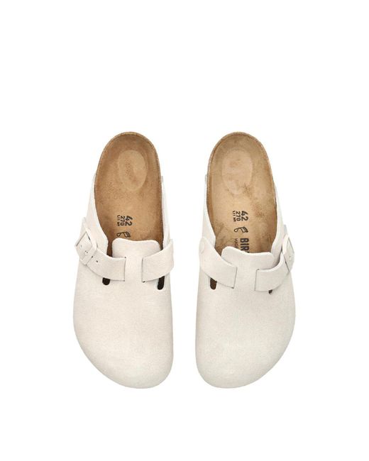 Birkenstock White Boston Suede for men