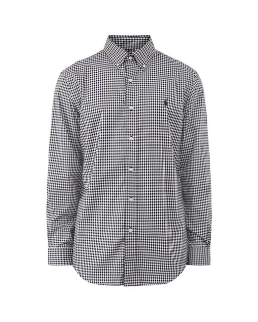 Polo Ralph Lauren Gray Custom Fit Gingham Check Shirt for men