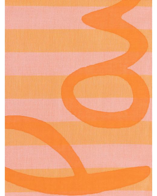 Paul Smith Orange Women's Reversible Horizontal Stripe Logo Scarf