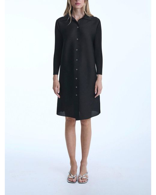 James Lakeland Black Pleated Short Shirt Dress